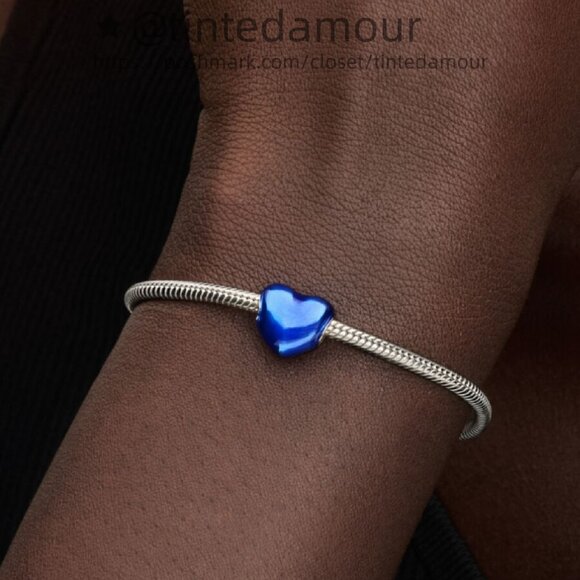 Pandora Metallic Blue Heart Charm|Pendant - Picture 2 of 2